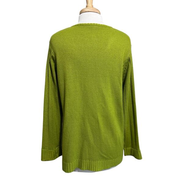 Vintage Sara Morgan Cable Knit Button Down Cardigan Sweater Women's M Green - Picture 5 of 6